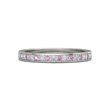 Afbeelding in Gallery-weergave laden, Trouwring 0,60 karaat ronde diamant & roze saffier vrouwen sieraden - harrychadent.nl