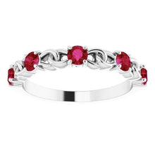 Afbeelding in Gallery-weergave laden, Trouwring 1 karaat Birma Ruby 14K witgouden sieraden - harrychadent.nl