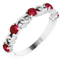 Afbeelding in Gallery-weergave laden, Trouwring 1 karaat Birma Ruby 14K witgouden sieraden - harrychadent.nl