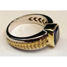 Afbeelding in Gallery-weergave laden, Tweekleurige Solitaire Tanzanite Ring Kussen Bezel Set 5,50 Karaat - harrychadent.nl