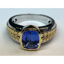 Afbeelding in Gallery-weergave laden, Tweekleurige Solitaire Tanzanite Ring Kussen Bezel Set 5,50 Karaat - harrychadent.nl