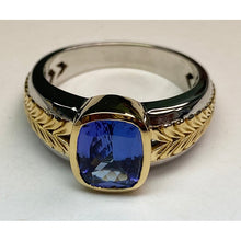 Afbeelding in Gallery-weergave laden, Tweekleurige Solitaire Tanzanite Ring Kussen Bezel Set 5,50 Karaat - harrychadent.nl