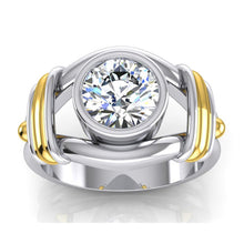 Afbeelding in Gallery-weergave laden, Tweekleurige diamanten solitaire herenring bezel set 2 karaat - harrychadent.nl