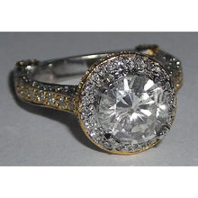 Afbeelding in Gallery-weergave laden, Verborgen Halo diamanten verlovingsring Euro schacht tweekleurige sieraden