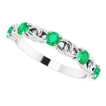 Afbeelding in Gallery-weergave laden, Vijf stenen ronde groene smaragd ring 2,50 karaat witgoud 14K - harrychadent.nl