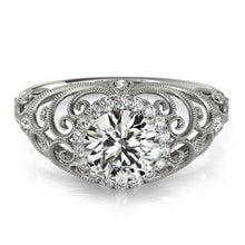 Afbeelding in Gallery-weergave laden, Vintage stijl ronde diamanten ring 1,75 karaat witgoud 14K - harrychadent.nl