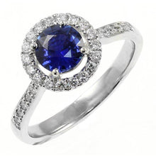 Afbeelding in Gallery-weergave laden, Witgouden 14K Sri Lanka saffier ronde geslepen 2.5 karaat diamanten ring - harrychadent.nl
