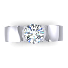 Afbeelding in Gallery-weergave laden, Witgouden Solitaire Ring Voor Heren Ronde Halve Bezel 1,75 Karaat