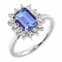 Afbeelding in Gallery-weergave laden, Witgouden ring met 14 kt 7 kt tanzaniet en diamanten Nieuw - harrychadent.nl
