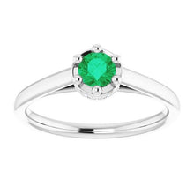Afbeelding in Gallery-weergave laden, Zes Prong Ronde Groene Smaragd Diamanten Ring 1,25 Karaat Wit Goud 14K - harrychadent.nl