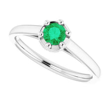 Afbeelding in Gallery-weergave laden, Zes Prong Ronde Groene Smaragd Diamanten Ring 1,25 Karaat Wit Goud 14K - harrychadent.nl