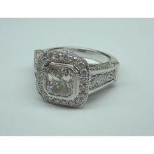 Afbeelding in Gallery-weergave laden, diamanten vrouwen Halo verlovingsring wit goud 14K accenten 5,50 kt - harrychadent.nl