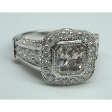 Afbeelding in Gallery-weergave laden, diamanten vrouwen Halo verlovingsring wit goud 14K accenten 5,50 kt - harrychadent.nl