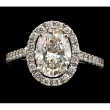 Afbeelding in Gallery-weergave laden, ovale centrum diamant Halo verlovingsring voor vrouwen 3,25 ct. Wit goud - harrychadent.nl