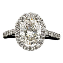 Afbeelding in Gallery-weergave laden, ovale centrum diamant Halo verlovingsring voor vrouwen 3,25 ct. Wit goud - harrychadent.nl