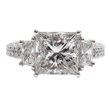 Afbeelding in Gallery-weergave laden, prinses diamanten 3 stenen vrouwen verlovingsring wit goud 4,30 karaat - harrychadent.nl