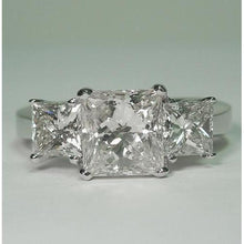 Afbeelding in Gallery-weergave laden, prinses geslepen drie stenen diamanten damesring 3.50 karaat witgoud - harrychadent.nl