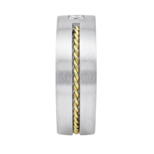 Afbeelding in Gallery-weergave laden, 0,35 Karaat Prinses Geslepen Echt Diamanten Heren Solitaire Ring Tweekleurig Goud 14K
