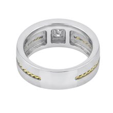Afbeelding in Gallery-weergave laden, 0,35 Karaat Prinses Geslepen Echt Diamanten Heren Solitaire Ring Tweekleurig Goud 14K
