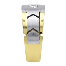 Afbeelding in Gallery-weergave laden, 0,50 Karaat Ronde Echt Diamanten Solitaire Herenring Tweekleurig Goud 14K
