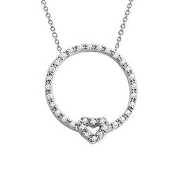 0,83 Ct Briljant Geslepen Echt Diamanten Cirkel Hanger Ketting Wit Goud 14K