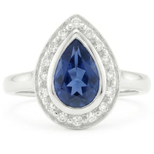 Afbeelding in Gallery-weergave laden, 1.30 Ct Ceylon Sapphire Pear Diamonds Trouwring
