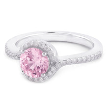 Afbeelding in Gallery-weergave laden, 1.35 ct roze saffier &amp; ronde Natuurlijke echte diamanten ( niet in een laboratorium gekweekt ) verlovingsring edelsteen WG 14K
