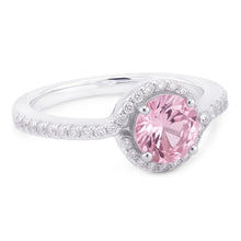Afbeelding in Gallery-weergave laden, 1.35 ct roze saffier &amp; ronde Natuurlijke echte diamanten ( niet in een laboratorium gekweekt ) verlovingsring edelsteen WG 14K
