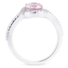 Afbeelding in Gallery-weergave laden, 1.35 ct roze saffier &amp; ronde Natuurlijke echte diamanten ( niet in een laboratorium gekweekt ) verlovingsring edelsteen WG 14K
