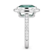 Afbeelding in Gallery-weergave laden, 1.50 karaat groene ovale saffier en Natuurlijke echte diamanten ( niet in een laboratorium gekweekt ) ring wit goud 14K
