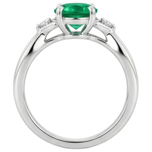 Afbeelding in Gallery-weergave laden, 1.50 karaat groene smaragd ring gedraaide schacht wit goud 14k
