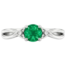 Afbeelding in Gallery-weergave laden, 1.50 karaat groene smaragd ring gedraaide schacht wit goud 14k
