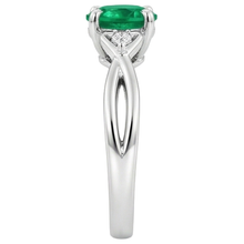 Afbeelding in Gallery-weergave laden, 1.50 karaat groene smaragd ring gedraaide schacht wit goud 14k
