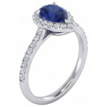 Afbeelding in Gallery-weergave laden, 1.60 ct peer geslepen Sri Lanka blauwe saffier Natuurlijke echte diamanten ( niet in een laboratorium gekweekt ) ring
