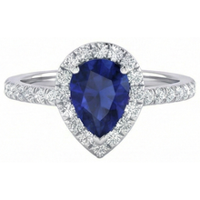 Afbeelding in Gallery-weergave laden, 1.60 ct peer geslepen Sri Lanka blauwe saffier Natuurlijke echte diamanten ( niet in een laboratorium gekweekt ) ring
