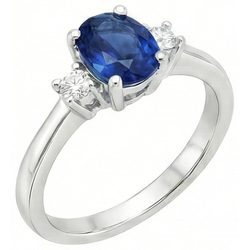 1.70 karaat Ceylon saffier Natuurlijke echte diamanten ( niet in een laboratorium gekweekt ) ring wit goud 14K