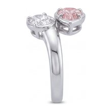 Afbeelding in Gallery-weergave laden, Labgekweekte roze diamant 1,75 karaat ovale bypass-ring 14k witgoud
