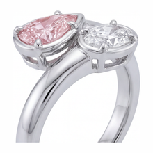 Afbeelding in Gallery-weergave laden, Labgekweekte roze diamant 1,75 karaat ovale bypass-ring 14k witgoud
