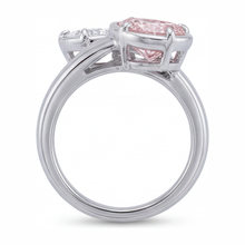 Afbeelding in Gallery-weergave laden, Labgekweekte roze diamant 1,75 karaat ovale bypass-ring 14k witgoud
