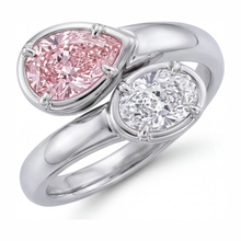 Afbeelding in Gallery-weergave laden, Labgekweekte roze diamant 1,75 karaat ovale bypass-ring 14k witgoud
