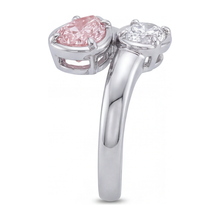 Afbeelding in Gallery-weergave laden, Labgekweekte roze diamant 1,75 karaat ovale bypass-ring 14k witgoud
