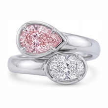 Afbeelding in Gallery-weergave laden, Labgekweekte roze diamant 1,75 karaat ovale bypass-ring 14k witgoud
