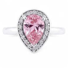 Afbeelding in Gallery-weergave laden, 1.90 ct peer roze saffier halo solitaire met accenten edelsteen ring
