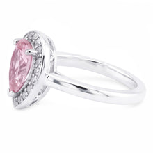 Afbeelding in Gallery-weergave laden, 1.90 ct peer roze saffier halo solitaire met accenten edelsteen ring
