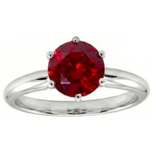 Afbeelding in Gallery-weergave laden, 1 Karaat Ronde Rode Robijn Verlovings Ring Solitaire Edelsteen
