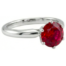 Afbeelding in Gallery-weergave laden, 1 Karaat Ronde Rode Robijn Verlovings Ring Solitaire Edelsteen
