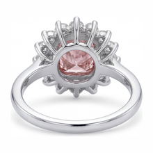 Afbeelding in Gallery-weergave laden, Verlovingsring met roze edelsteen, 1 karaat labgekweekte kussenvormige diamant, halo, 14K witgoud
