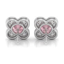 Afbeelding in Gallery-weergave laden, Roze diamanten oorbellen 1 karaat labgekweekt ronde cluster 14K witgoud
