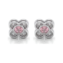 Afbeelding in Gallery-weergave laden, Roze diamanten oorbellen 1 karaat labgekweekt ronde cluster 14K witgoud
