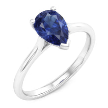 Afbeelding in Gallery-weergave laden, 1 karaat Ceylon Sapphire Solitaire Ring Pear Cut Kathedraal Instelling
